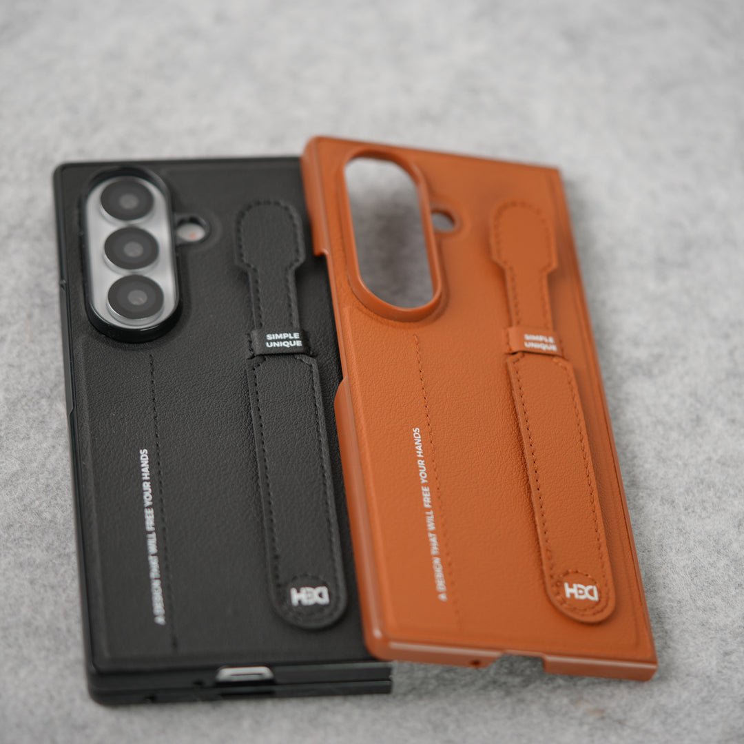 Samsung Galaxy Z Fold 7 PU Leather Grip Holder Case Cover