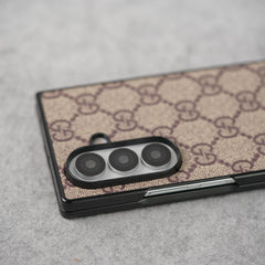 Luxury GG Pattern PU Leather Case Cover For Samsung Galaxy Z Fold 8 Ultra (Beige)