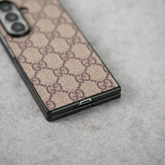 Luxury GG Pattern PU Leather Case Cover For Samsung Galaxy Z Fold 8 Ultra (Beige)