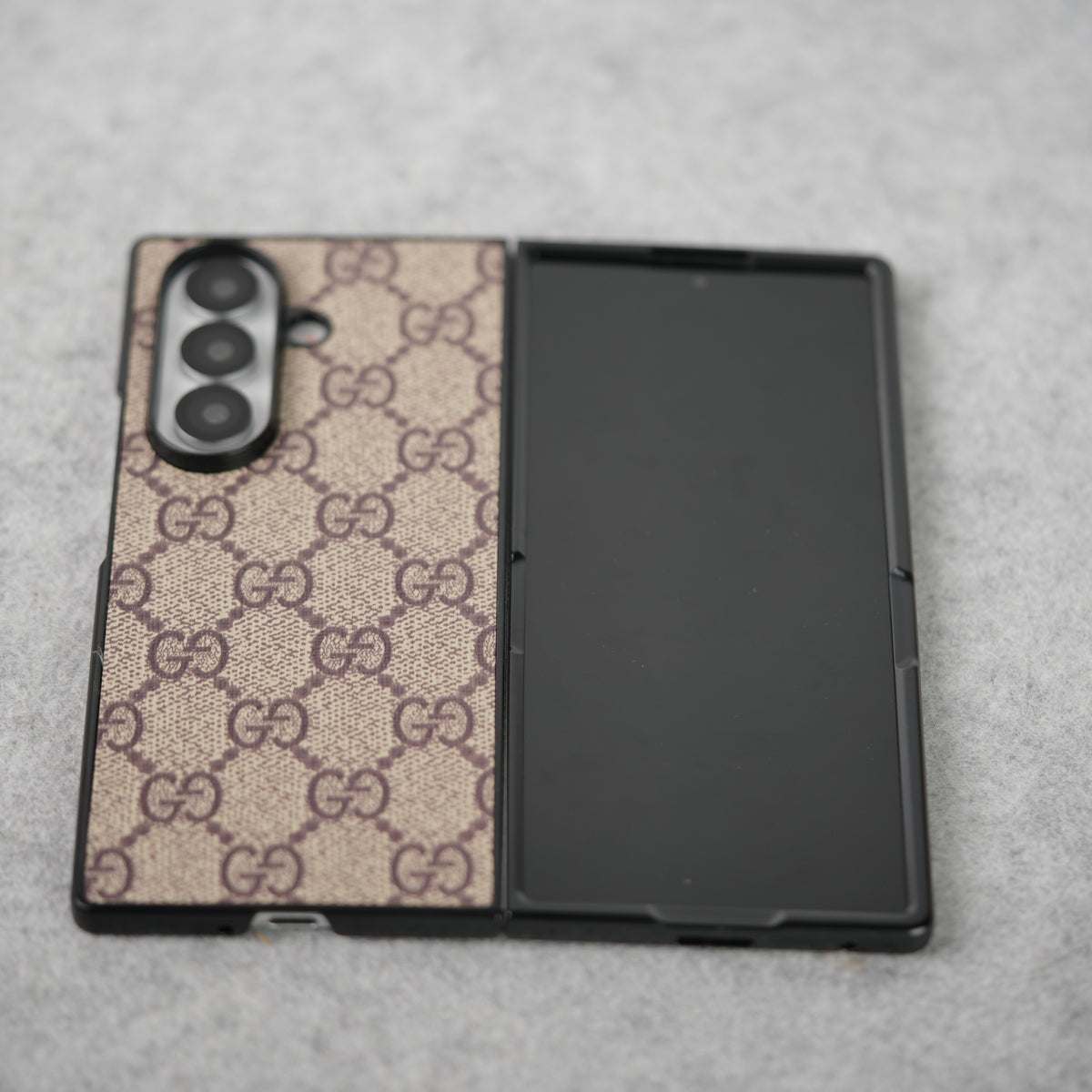 Luxury GG Pattern PU Leather Case Cover For Samsung Galaxy Z Fold 8 Ultra (Beige)