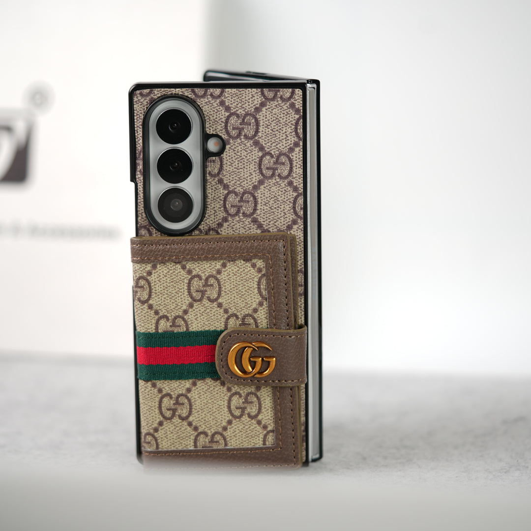 Samsung Galaxy Z Fold 7 Luxury GG Fashion Leather Brand Case Cover