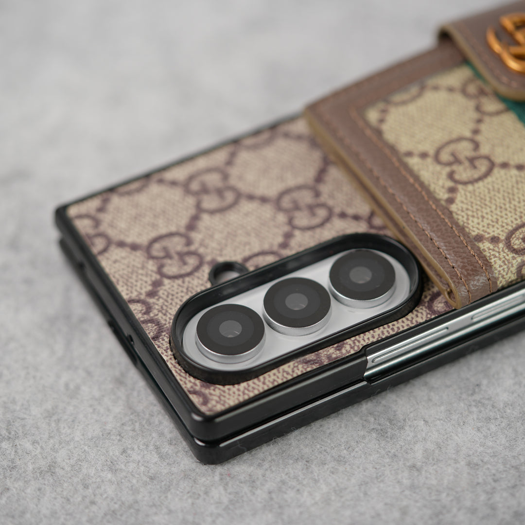 Samsung Galaxy Z Fold 7 Luxury GG Fashion Leather Brand Case Cover