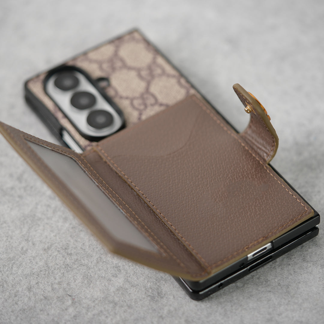 Samsung Galaxy Z Fold 7 Luxury GG Fashion Leather Brand Case Cover