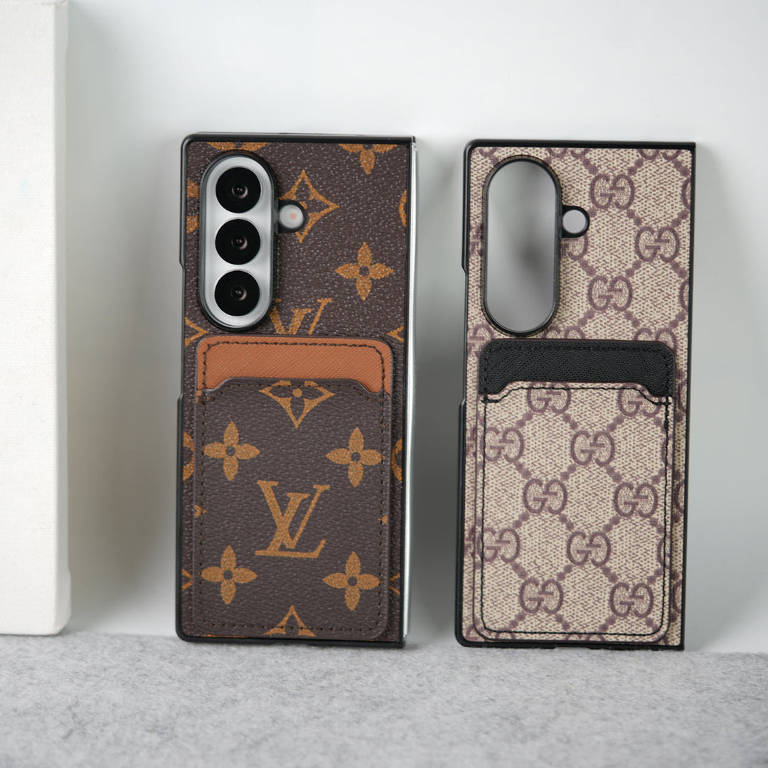 Samsung Galaxy Z Fold 7 Luxury Brand Leather Card Holder Case Cover