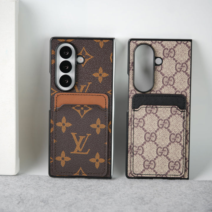 Samsung Galaxy Z Fold 7 Luxury Brand Leather Card Holder Case Cover