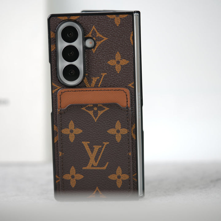Samsung Galaxy Z Fold 7 Luxury Brand Leather Card Holder Case Cover