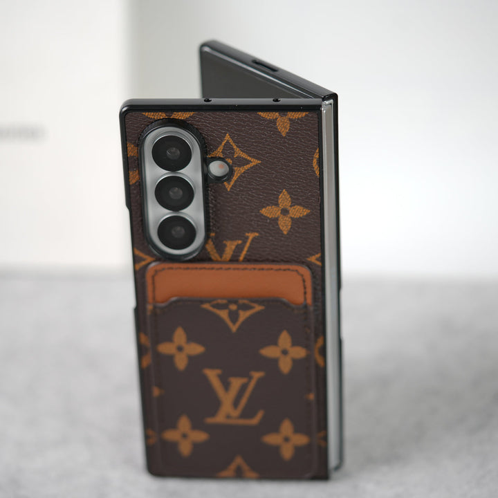 Samsung Galaxy Z Fold 7 Luxury Brand Leather Card Holder Case Cover