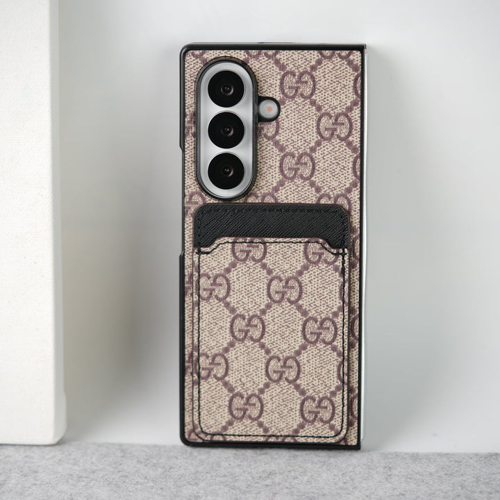 Samsung Galaxy Z Fold 7 Luxury Brand Leather Card Holder Case Cover