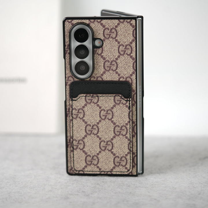 Samsung Galaxy Z Fold 7 Luxury Brand Leather Card Holder Case Cover