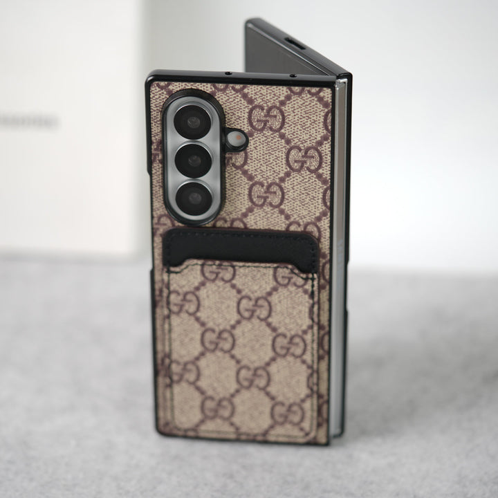 Samsung Galaxy Z Fold 7 Luxury Brand Leather Card Holder Case Cover
