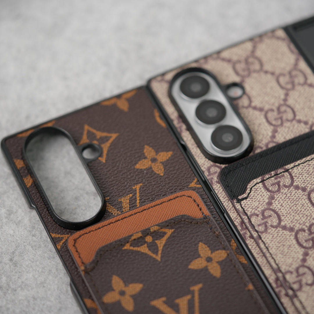 Samsung Galaxy Z Fold 7 Luxury Brand Leather Card Holder Case Cover