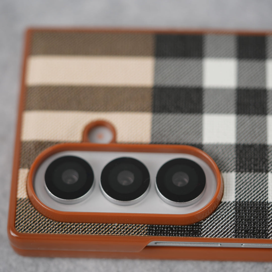 Samsung Galaxy Z Fold 7 Checks Leather Case Cover