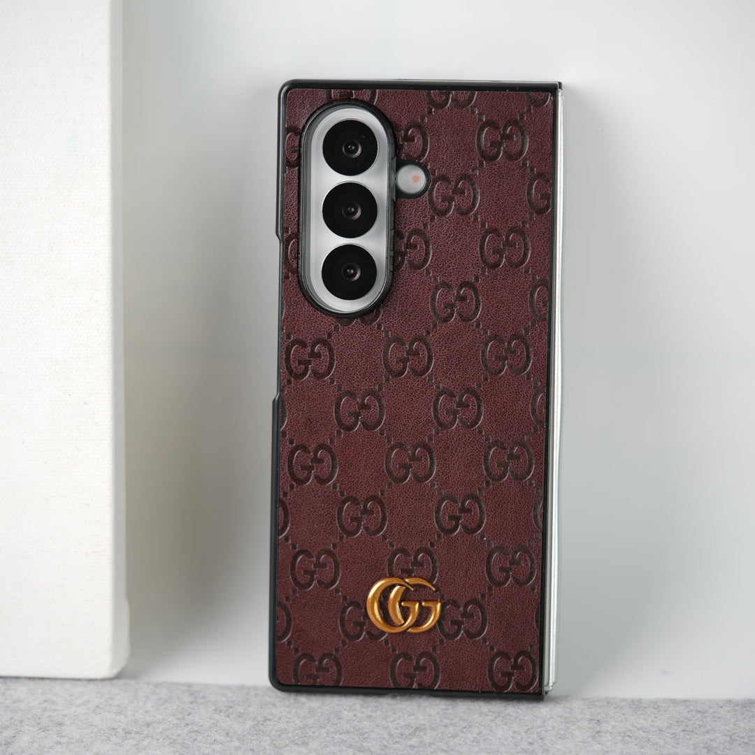 Samsung Galaxy Z fold 7 Luxury GG Fashion Leather Brand Case Cover