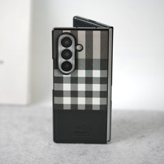 Samsung Galaxy Z Fold 7 Checks Leather Case Cover