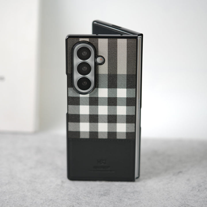 Samsung Galaxy Z Fold 7 Checks Leather Case Cover
