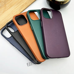 iPhone 16 Series Luxury Leather Texture With Logo Shockproof Case Cover