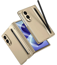 Samsung Galaxy Z Fold 8 Leather Texture front Glass Protection Hinge Case Folding Cover