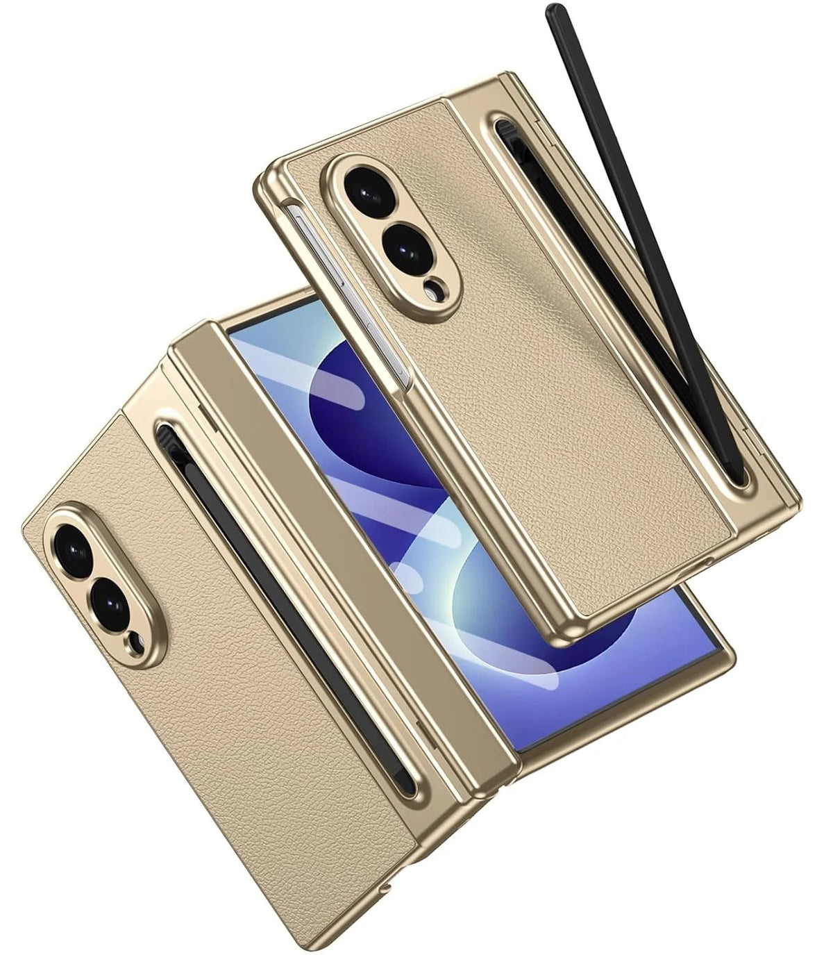 Samsung Galaxy Z Fold 8 Leather Texture front Glass Protection Hinge Case Folding Cover
