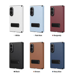 Flip Cover with Metal Kickstand for Samsung Galaxy Z Fold 8 | PU Leather Protective Case
