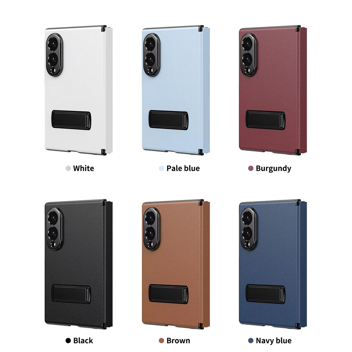 Flip Cover with Metal Kickstand for Samsung Galaxy Z Fold 8 | PU Leather Protective Case