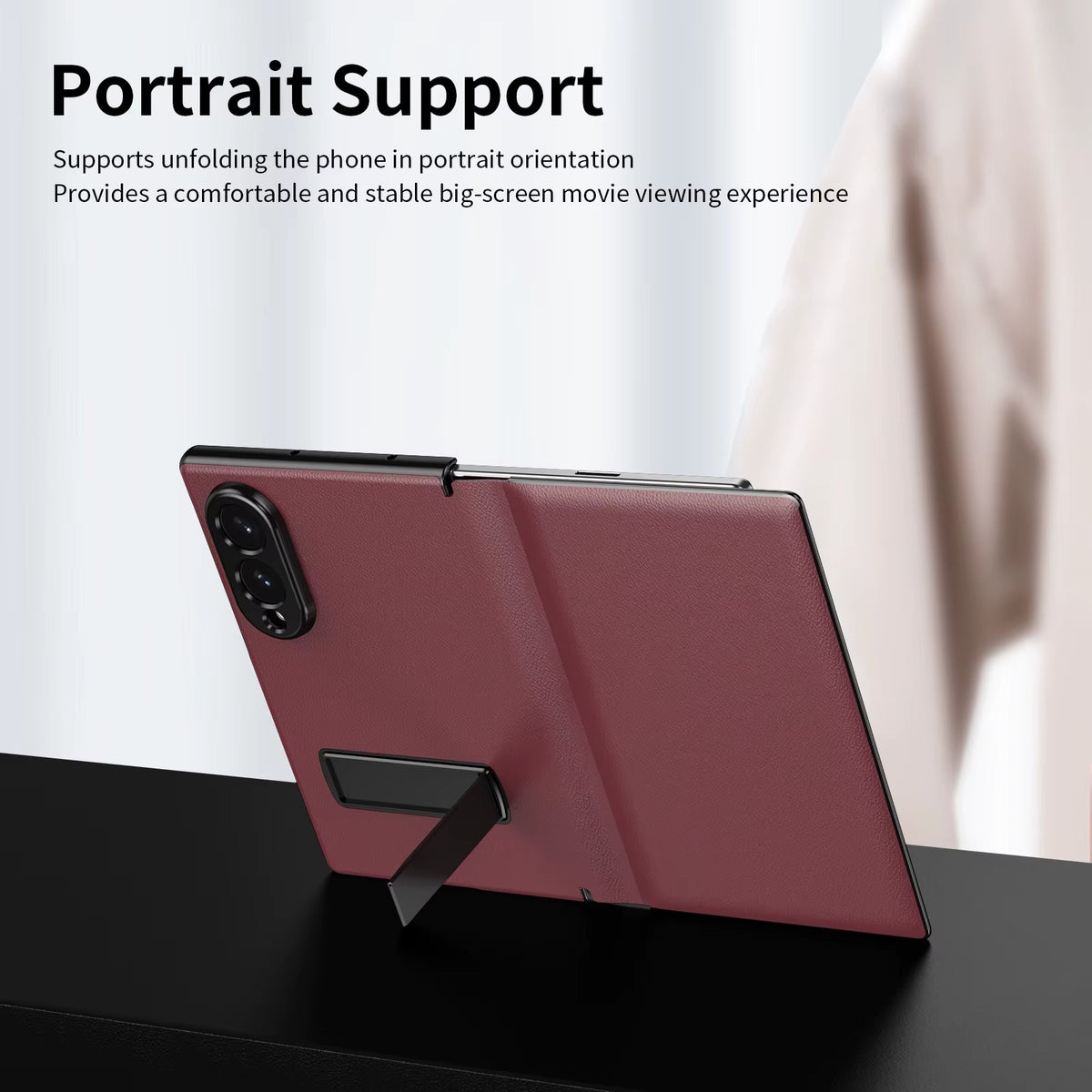Flip Cover with Metal Kickstand for Samsung Galaxy Z Fold 8 | PU Leather Protective Case