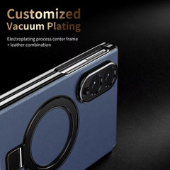 Leather Texture Magnetic Ring Stand Case for Samsung Galaxy Z Fold 8 | Front Glass Cover