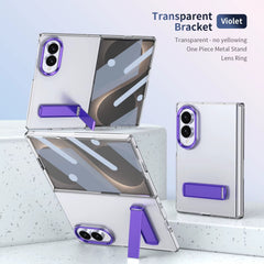 Transparent Braket Metal Stand Case for Samsung Galaxy Z Fold 8 | Built-In Front Glass