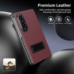Flip Cover with Metal Kickstand for Samsung Galaxy Z Fold 8 | PU Leather Protective Case