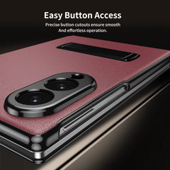 Flip Cover with Metal Kickstand for Samsung Galaxy Z Fold 8 | PU Leather Protective Case