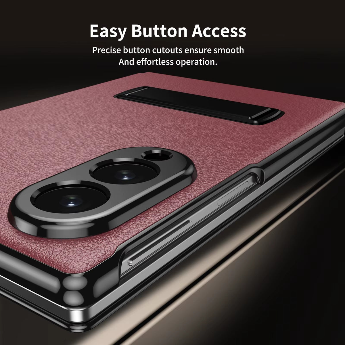 Flip Cover with Metal Kickstand for Samsung Galaxy Z Fold 8 | PU Leather Protective Case