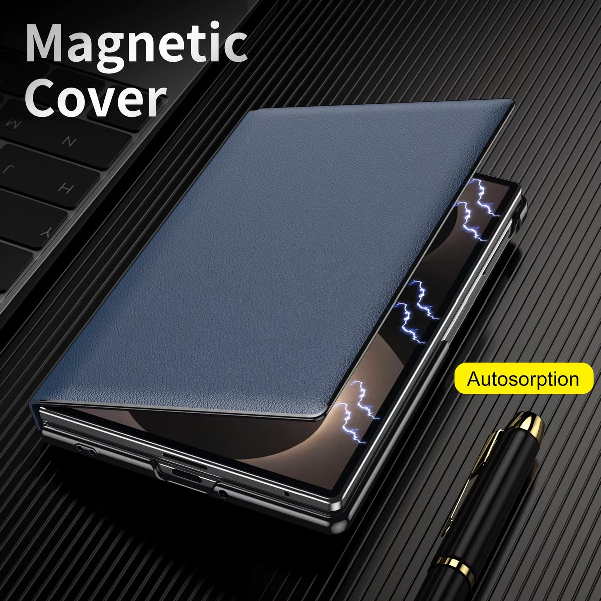 Flip Cover with Metal Kickstand for Samsung Galaxy Z Fold 8 | PU Leather Protective Case