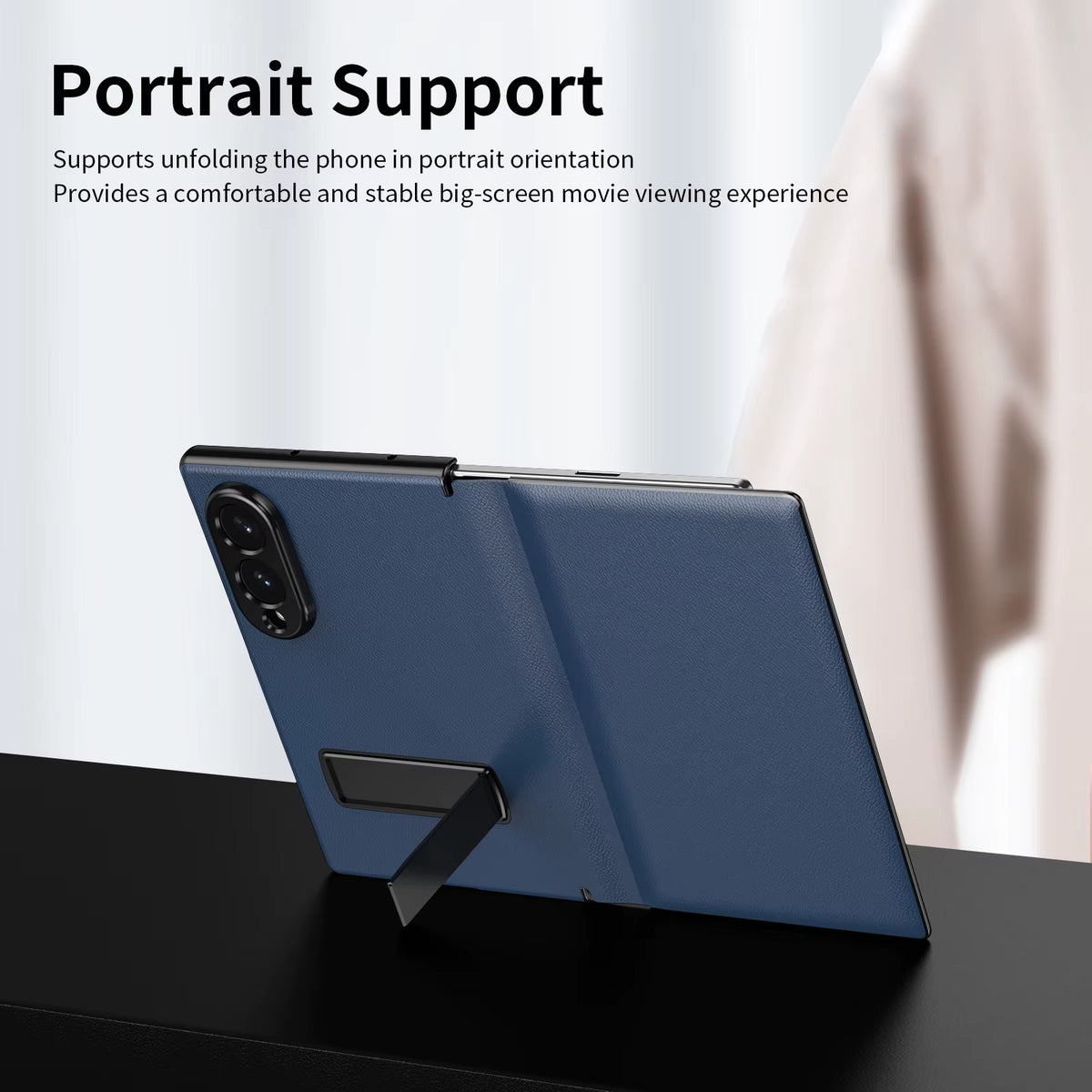 Flip Cover with Metal Kickstand for Samsung Galaxy Z Fold 8 | PU Leather Protective Case