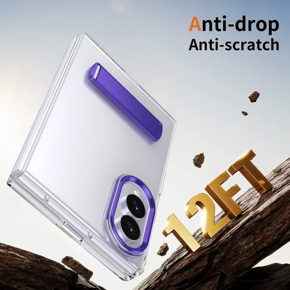 Transparent Braket Metal Stand Case for Samsung Galaxy Z Fold 8 | Built-In Front Glass