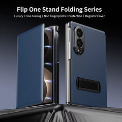 Flip Cover with Metal Kickstand for Samsung Galaxy Z Fold 8 | PU Leather Protective Case