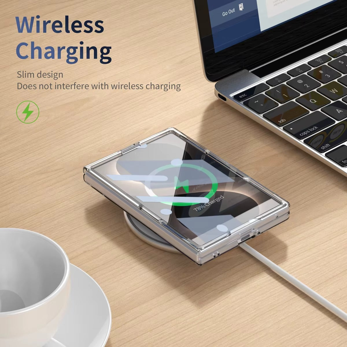 Magnetic Ring Stand Clear Case for Samsung Galaxy Z Fold 8 | Built-In Front Glass