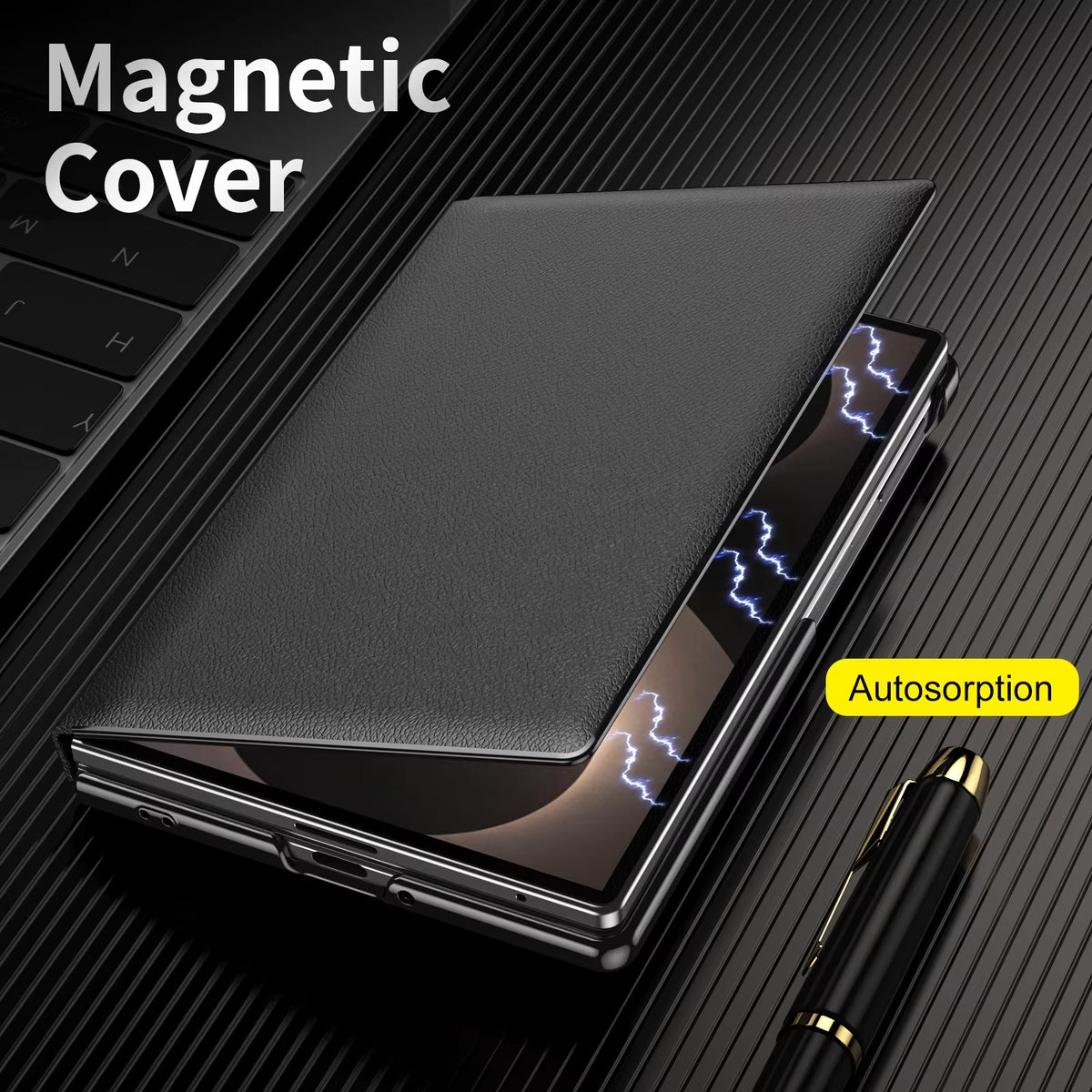 Flip Cover with Metal Kickstand for Samsung Galaxy Z Fold 8 | PU Leather Protective Case
