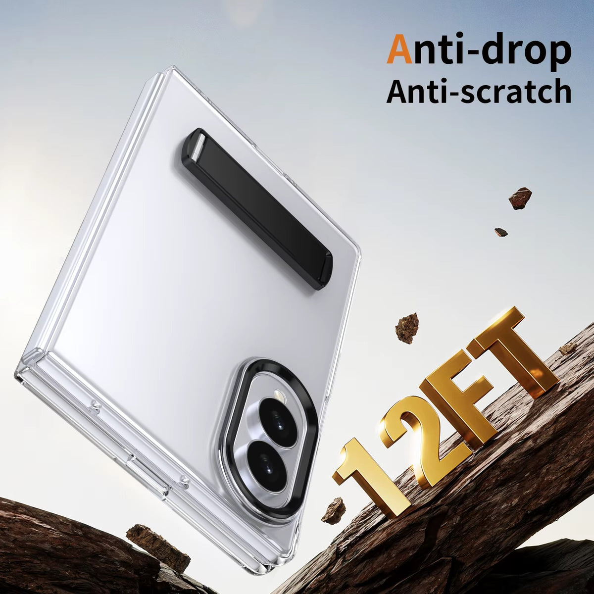 Transparent Braket Metal Stand Case for Samsung Galaxy Z Fold 8 | Built-In Front Glass