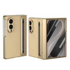 Samsung Galaxy Z Fold 8 Leather Texture front Glass Protection Hinge Case Folding Cover