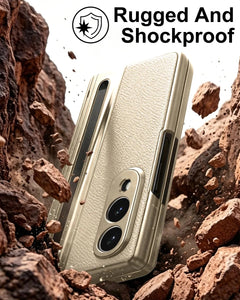 Samsung Galaxy Z Fold 8 Leather Texture front Glass Protection Hinge Case Folding Cover