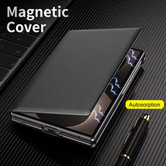 Flip Cover with Metal Kickstand for Samsung Galaxy Z Fold 8 | PU Leather Protective Case
