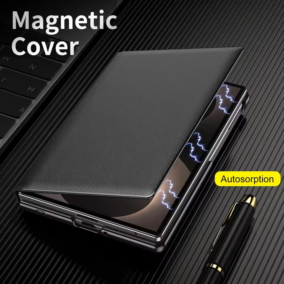Flip Cover with Metal Kickstand for Samsung Galaxy Z Fold 8 | PU Leather Protective Case