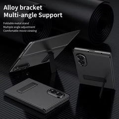 Flip Cover with Metal Kickstand for Samsung Galaxy Z Fold 8 | PU Leather Protective Case