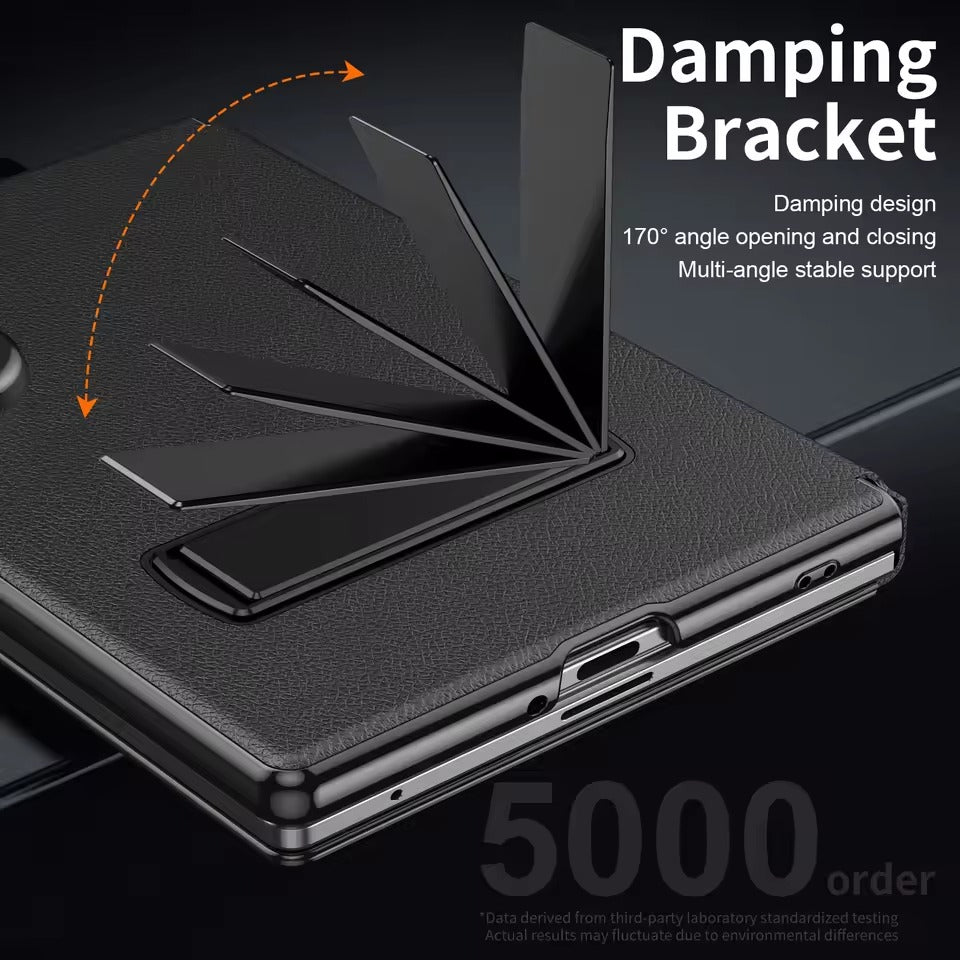 Flip Cover with Metal Kickstand for Samsung Galaxy Z Fold 8 | PU Leather Protective Case