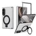 Leather Texture Magnetic Ring Stand Case for Samsung Galaxy Z Fold 8 | Front Glass Cover