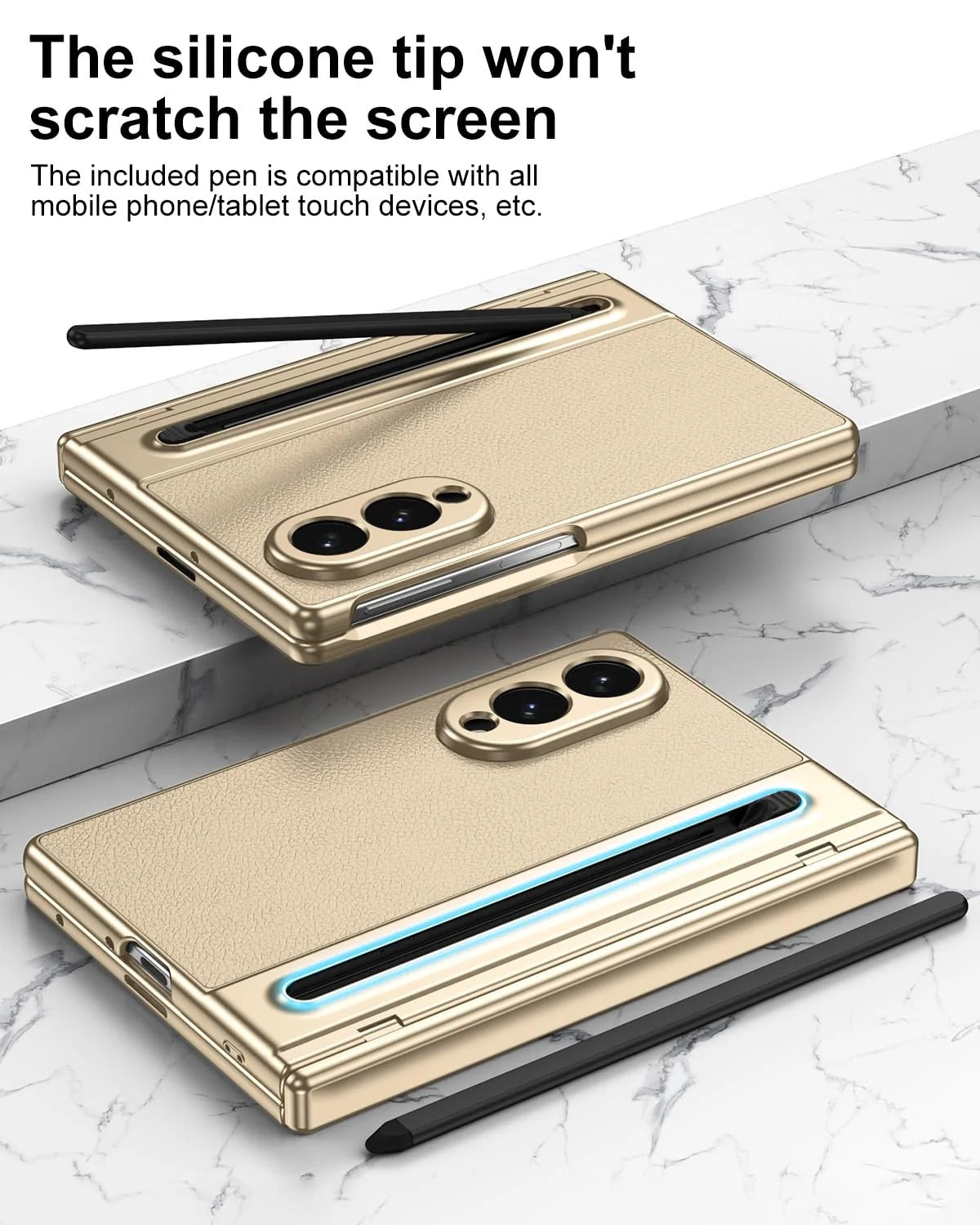Samsung Galaxy Z Fold 8 Leather Texture front Glass Protection Hinge Case Folding Cover