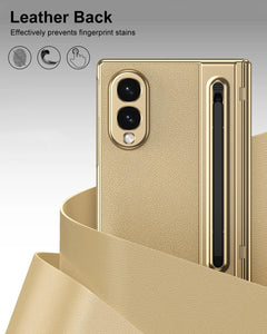 Samsung Galaxy Z Fold 8 Leather Texture front Glass Protection Hinge Case Folding Cover