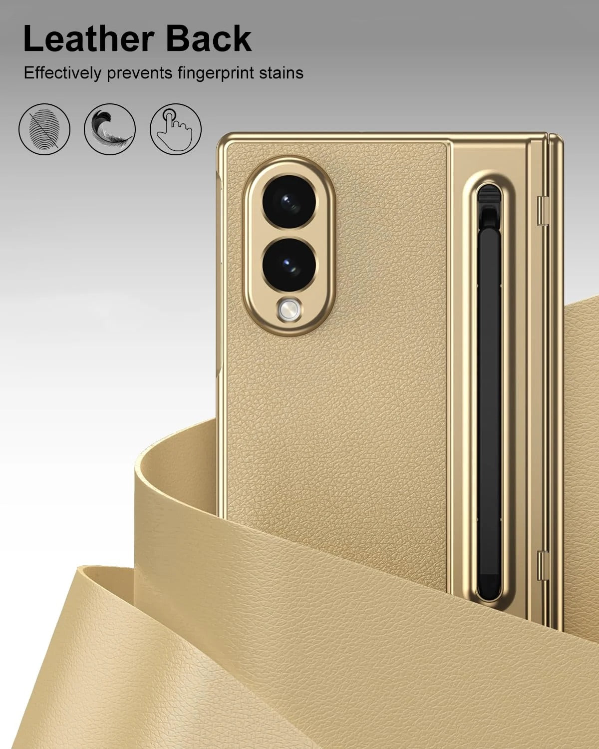 Samsung Galaxy Z Fold 8 Leather Texture front Glass Protection Hinge Case Folding Cover