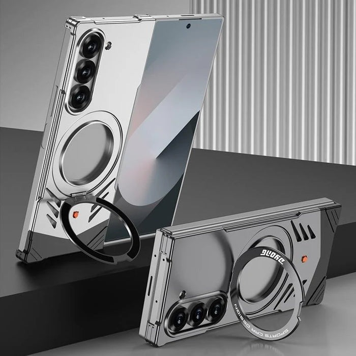 Galaxy Z Fold 7 Magnetic Aluminum Alloy Metal Rimless Frame Heat Dissipation Stand Phone Case