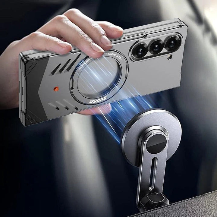 Galaxy Z Fold 7 Magnetic Aluminum Alloy Metal Rimless Frame Heat Dissipation Stand Phone Case