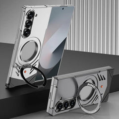 Galaxy Z Fold 6 Magnetic Aluminum Alloy Metal Rimless Frame Heat Dissipation Stand Phone Case
